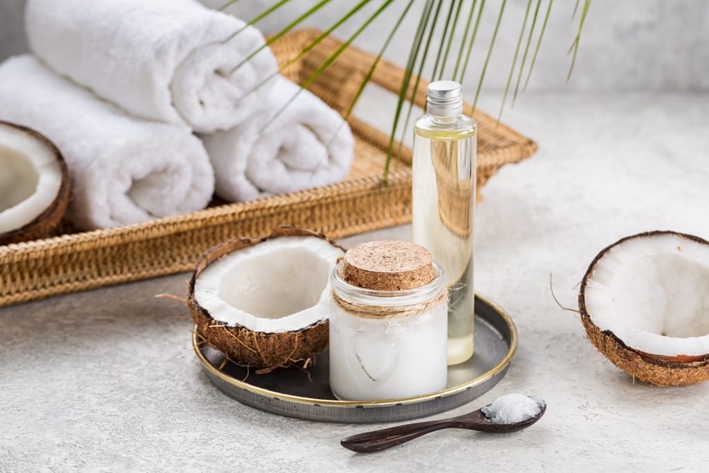 Natural coconut oil for body care.